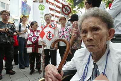 前台籍慰安妇抗议。（图片来源：台湾“中央社”）