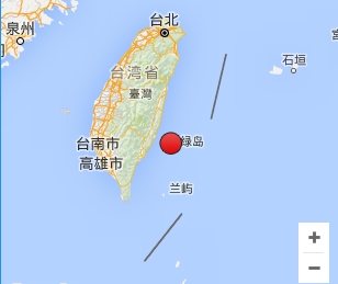 台湾台东县附近海域发生56级地震震源深度10千米